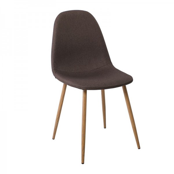 CELINA Καρέκλα Μέταλλο Βαφή Φυσικό, Ύφασμα Καφέ-ΕΜ907,2-Μέταλλο/Ύφασμα-4τμχ- 45x54x85cm