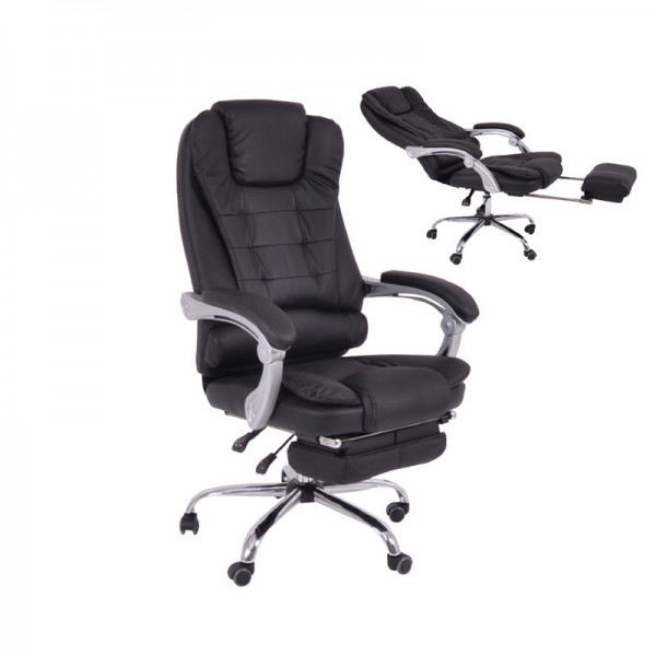 BF9700 Relax Πολυθρόνα Γραφείου Διευθυντή, με Υποπόδιο, Βάση Χρώμιο,PU Μαύρο-ΕΟ573,1-PU - PVC - Bonded Leather-1τμχ- 67x72x120/128cm