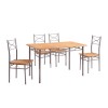 LORETO Set Τραπεζαρία Σαλονιού Κουζίνας: Τραπέζι + 4 Καρέκλες Μέταλλο Βαφή Silver, Φυσικό-ΕΜ9792-Μέταλλο/MDF - Καπλαμάς - Κόντρα Πλακέ - Νοβοπάν-1τμχ- Table:120x70x74 Chair:40x40x90