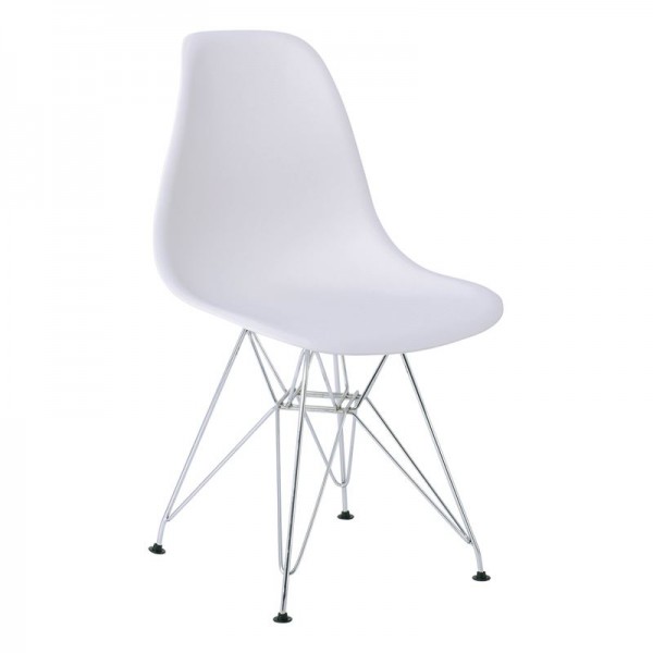 ART Καρέκλα Τραπεζαρίας Κουζίνας Μέταλλο Χρώμιο - PP Άσπρο-ΕΜ124,11P-Μέταλλο/PP - ABS - Polywood-4τμχ- 46x55x82cm