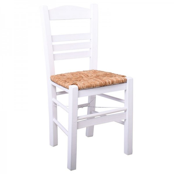 ΣΙΦΝΟΣ Καρέκλα Οξιά Βαφή Εμποτισμού Λάκα Άσπρο, Κάθισμα Ψάθα-Ρ969,Ε8-Ξύλο/Ψάθα-1τμχ- 41x45x88cm