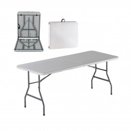 BLOW Τραπέζι  Συνεδρίου - Catering Πτυσσόμενο (Βαλίτσα), HDPE Άσπρο, Μέταλλο Βαφή Γκρι-ΕΟ179-Μέταλλο/PP - ABS - Polywood-1τμχ- 180x74x74cm