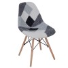 ART Wood Καρέκλα Τραπεζαρίας, Πόδια Οξιά, Κάθισμα PP με Ύφασμα Patchwork Black & White-ΕΜ123,81-Ξύλο/Ύφασμα-4τμχ- 47x52x84cm