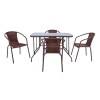 BALENO Set Τραπεζαρία Κήπου: Τραπέζι + 4 Πολυθρόνες Μέταλλο Καφέ - Wicker Brown-Ε240,3-Μέταλλο/Wicker-1τμχ- Table:110x60x71 Seat:53x58x77