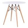 ART Wood Tραπέζι, Πόδια Οξιά Φυσικό, Επιφάνεια MDF Άσπρο-Ε7083,1-Ξύλο-1τμχ- Φ80cm H.74cm