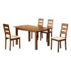 MILLER Set Τραπεζαρία Κουζίνας Ξύλινη: Επεκτεινόμενο Τραπέζι+ 4 Καρέκλες Honey Oak-PVC Εκρού-Ε781,1S-Ξύλο/PVC - PU-1τμχ- Table120+30x80x74Chair45x52x97