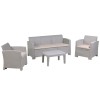SAVANNA Set Σαλόνι Κήπου Βεράντας  K/D, PP-UV Sand Grey Μαξιλάρια Μπεζ-Ε353,1-PP - PC - ABS-1τμχ- Table+Sofa 3Seater+2 Armchairs