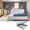FIDEL Κρεβάτι Διπλό με Αποθηκευτικό Χώρο, για Στρώμα 160x200cm, PU Άσπρο-Ε8053Α,1-PU - PVC - Bonded Leather-1τμχ- 168x215x107cm