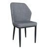 DELUX Καρέκλα Μέταλλο Βαφή Μαύρο, Linen PU Ανθρακί-ΕΜ156,1-Μέταλλο/PVC - PU-6τμχ- 49x51x89cm