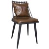 DANTE Καρέκλα, Μέταλλο Βαφή Μαύρο, PU Vintage Brown-ΕΜ715,1-Μέταλλο/PVC - PU-2τμχ- 42x49x79cm
