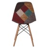 ART Wood Καρέκλα Τραπεζαρίας, Πόδια Οξιά, Κάθισμα PP με Ύφασμα Patchwork Καφέ-ΕΜ123,82-Ξύλο/Ύφασμα-4τμχ- 47x52x84cm