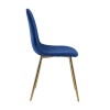CELINA Καρέκλα Χρώμιο Χρυσό, Velure Μπλε-ΕΜ907,5GV-Μέταλλο/Ύφασμα-4τμχ- 45x54x85cm