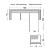 PORTO Καναπές Σαλονιού Καθιστικού, Αναστρέψιμη Γωνία Ύφασμα Σκούρο Γκρι-Ε9920,1-Ύφασμα-1τμχ- 185x128x75cm H.86cm