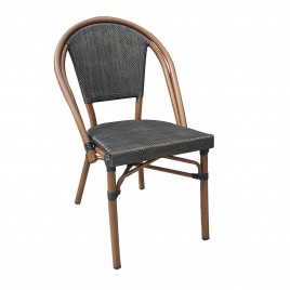 COSTA Καρέκλα Dining Αλουμινίου, Απόχρωση Καρυδί Textilene Μαύρο-Ε288-Αλουμίνιο/Textilene-1τμχ- 50x55x85cm