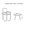SALSA Duo Set Καθιστικό Κήπου Μέταλλο Μαύρο - Γυαλί - Wicker Φυσικό: Τραπεζάκι+2 Πολυθρόνες-Ε287,S-Μέταλλο/Wicker-1τμχ- TableΦ50x44 Armchair58x62x95cm