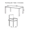 RIO Set Τραπεζαρία Βεράντας - Κήπου: Τραπέζι + 4 Πολυθρόνες Μέταλλο Καφέ, Textilene Καφέ-Ε2406,S-Μέταλλο/Textilene-1τμχ- Table:120x70x72 Armch:55x72x89