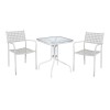 BALENO Set Κήπου - Βεράντας: Τραπέζι + 2 Πολυθρόνες CAPRICE, Μέταλλο Βαφή  Άσπρο-Ε5172,1S-Μέταλλο/Γυαλί-1τμχ- Table:70x70x70 Chair:54x51x84