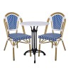 PARIS Καρέκλα Bistro Αλουμίνιο Φυσικό, Wicker Άσπρο - Μπλε, Στοιβαζόμενη-Ε291,3-Αλουμίνιο/Wicker-1τμχ- 46x54x88cm