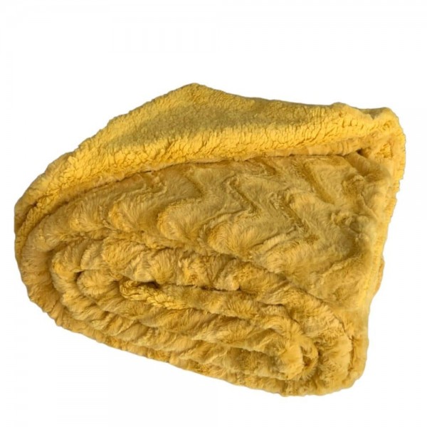 Κουβέρτα Χοντρή kg Sherpa Προβατάκι με Βελούδινη Υφή Κίτρινο 220x240cm