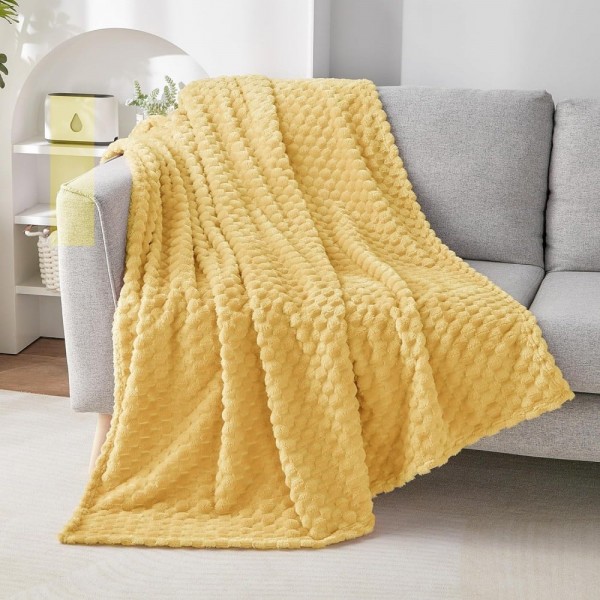 GR - Κουβέρτα Fleece Υπέρδιπλη Κίτρινο 220x240cm
